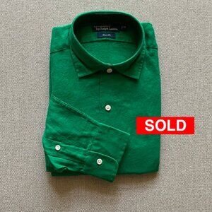 Polo Ralph Lauren Men's New Green Linen Long Sleeve Shirt Size Medium